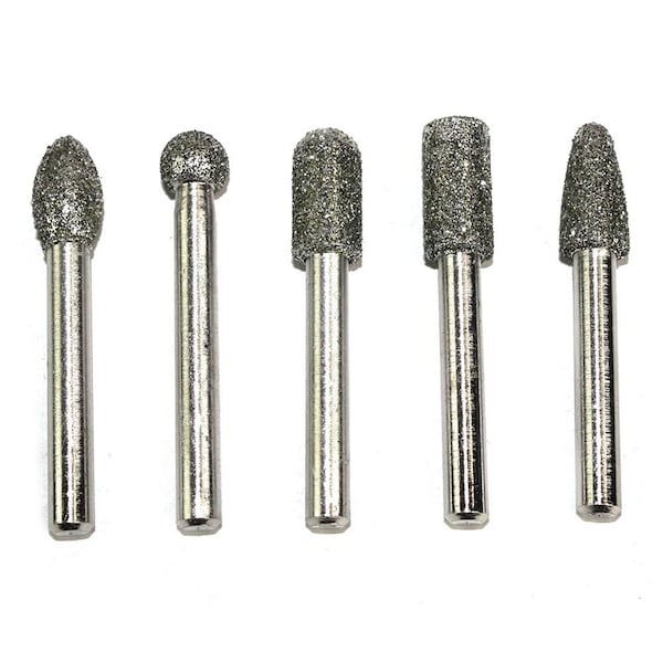 n0n0　0507 Big Horn 5PC Diamond Burr Set - 1/4 Inch Shank, 50 Grit